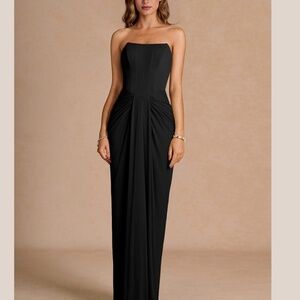 Azazie Black Floor Length Maxi Formal Dress Size 8
